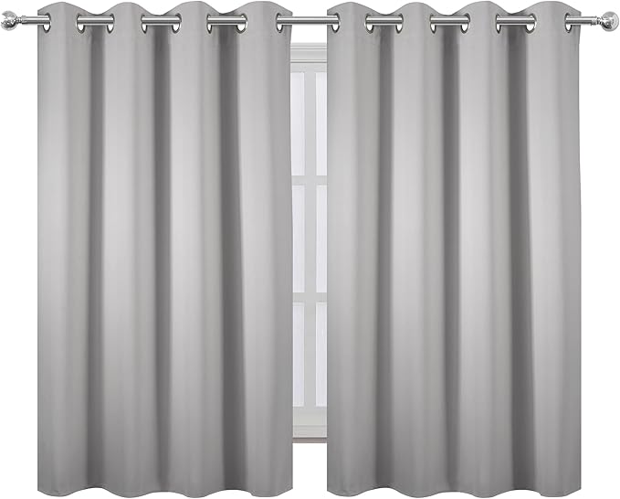 LEMOMO Light Grey Blackout Curtains 52 x 54 Inch Length/Set of 2 Curtain - Image 2