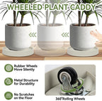 1 Pcs Plant Caddy with Wheels 13.5 Inch Hidden Wheels Heavy Duty Rolling Plant Stand, Indoor Outdoor Plant Saucer Tray with $9.9 Garden Tools (Beige)
