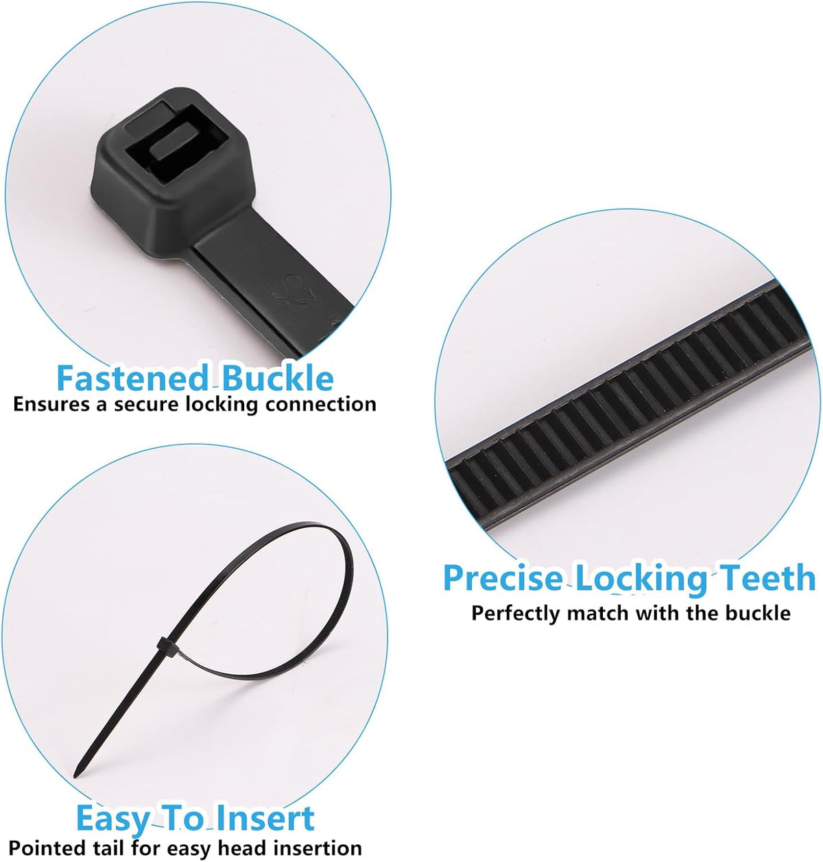 Black Zip Ties Assorted Sizes 4+6+8+12+14+18 inch, 500 Pack Cable Ties, UV-Resistant Zipties, Multi-Purpose for Home, Office, Garage & Cable Management, SiKuLin