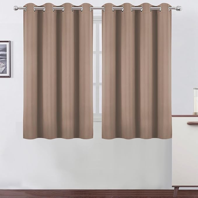 LEMOMO Blackout Curtains 66 x 54 Inch Long Cappuccino Curtains Set of 2 Panels by Lemomo