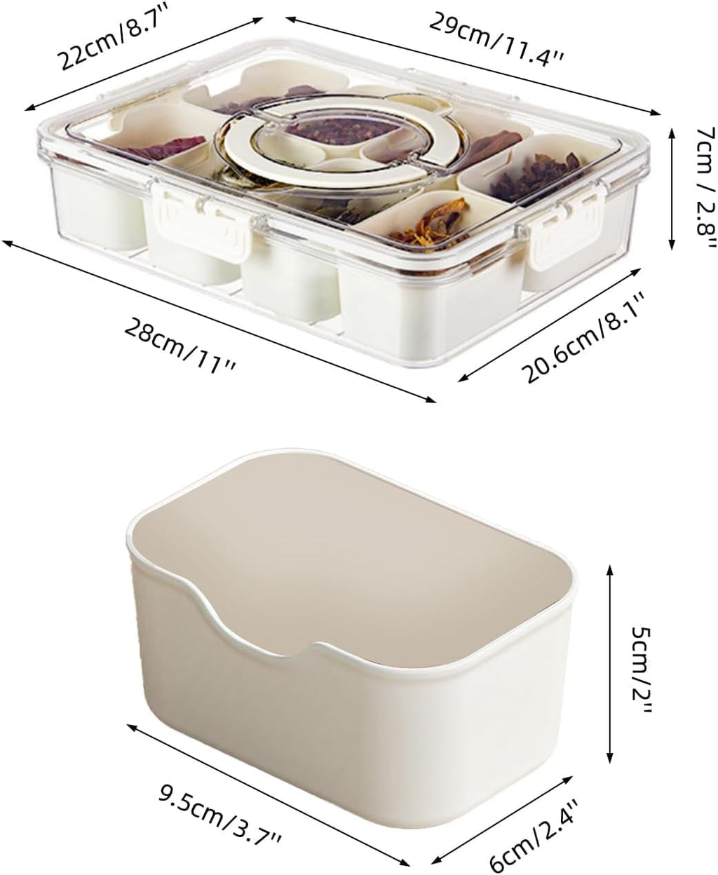 Pure Future 2 Pack 8-Compartment Snackle Box Container | Divided Snack Tray