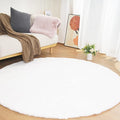 Ghouse Faux Rabbit Fur Round Rug 8ft White Round Rugs by Ghouse