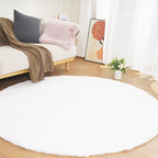 Ghouse Faux Rabbit Fur Round Rug 8ft White Round Rugs by Ghouse