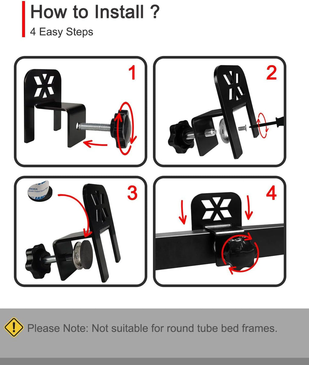 TUPSKY Non-Slip Mattress Gaskets, Adjustable Bed Frame Gripper, 6-Pack