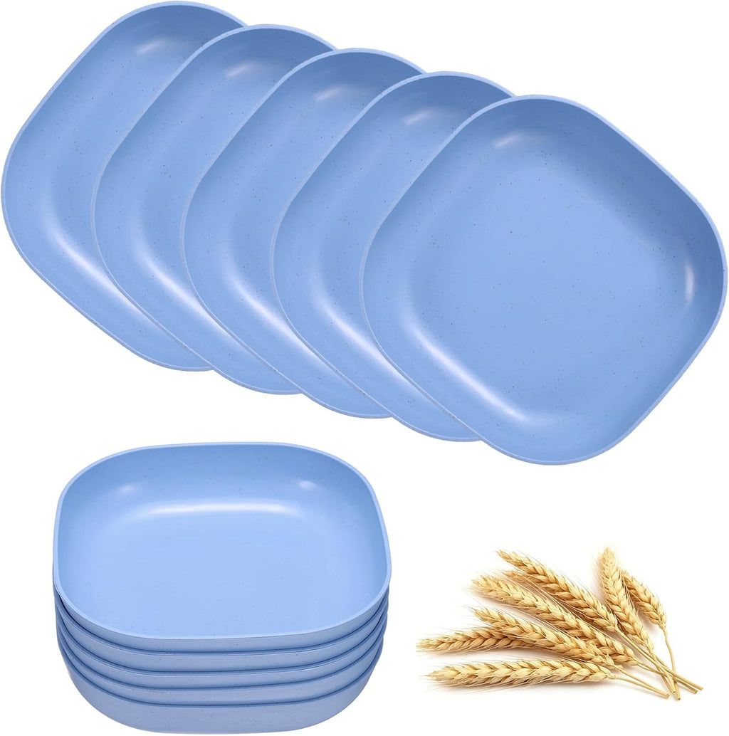 uxcell 10Pcs Square Wheat Straw Plates, 14.5cm/5.7" Unbreakable Plates