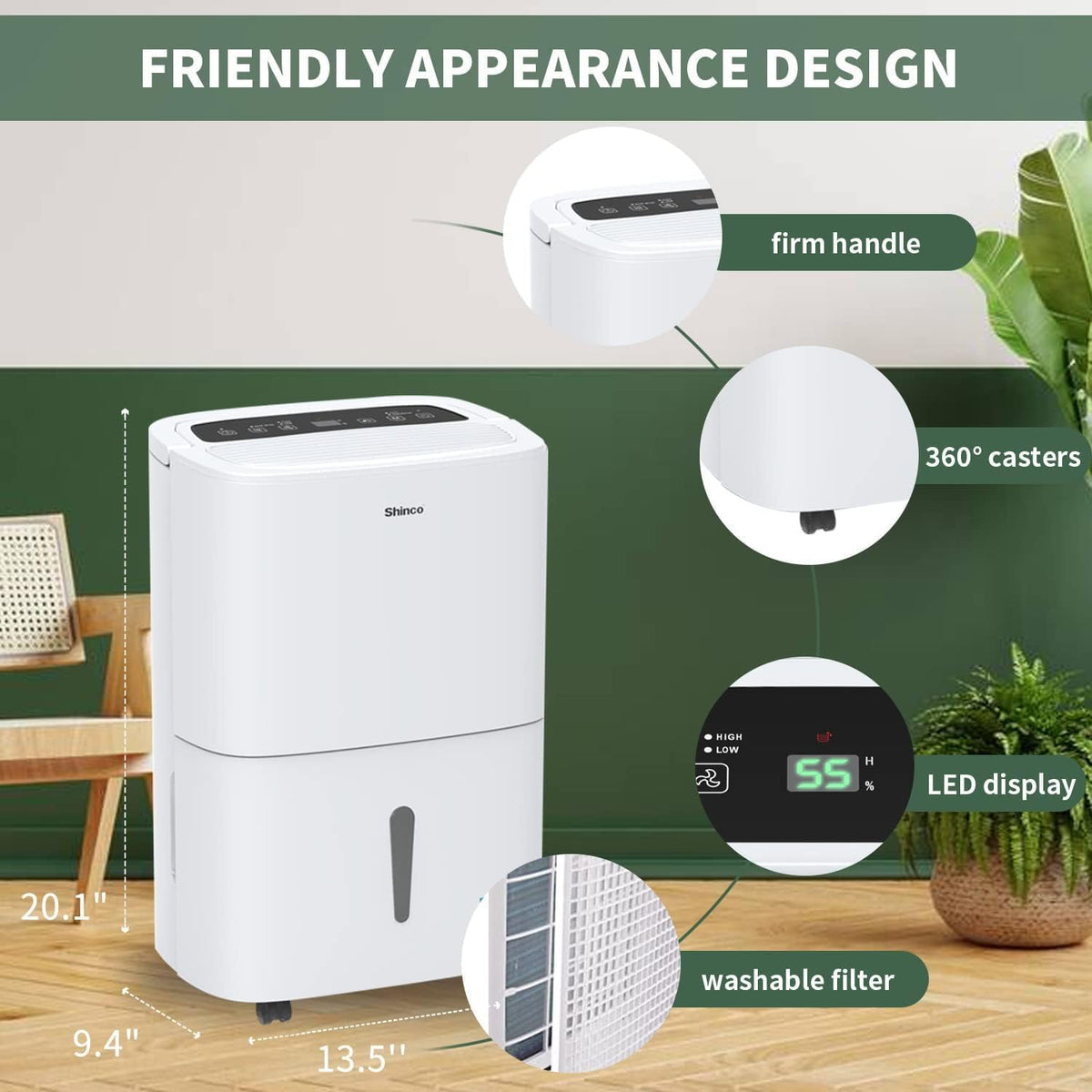80 Pints Energy Star Dehumidifier with Drain Hose and WIFI for Large Spaces up to 5,000 Sq.Ft, Auto Defrost & Continuous Drainage - Ideal for Home Basements, Bathroom, and Bedroom