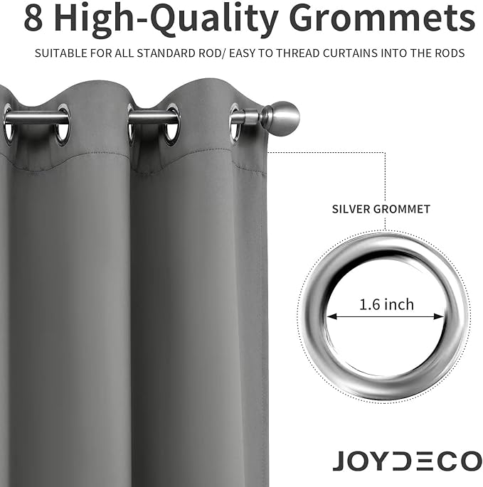 Joydeco Light Grey Custom Solid Single Blackout Curtain - Image 5