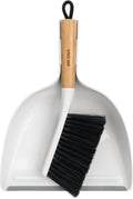 MR.SIGA Dustpan and Brush Set, Bamboo Handle, White, 1 Set