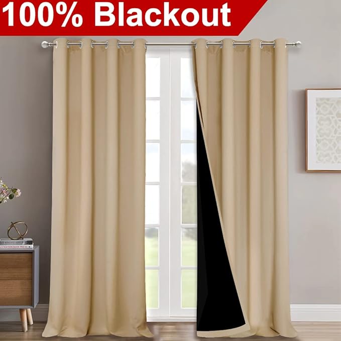 NICETOWN Full Shading Curtains 90 inches Long 2 Panels Set - Image 2