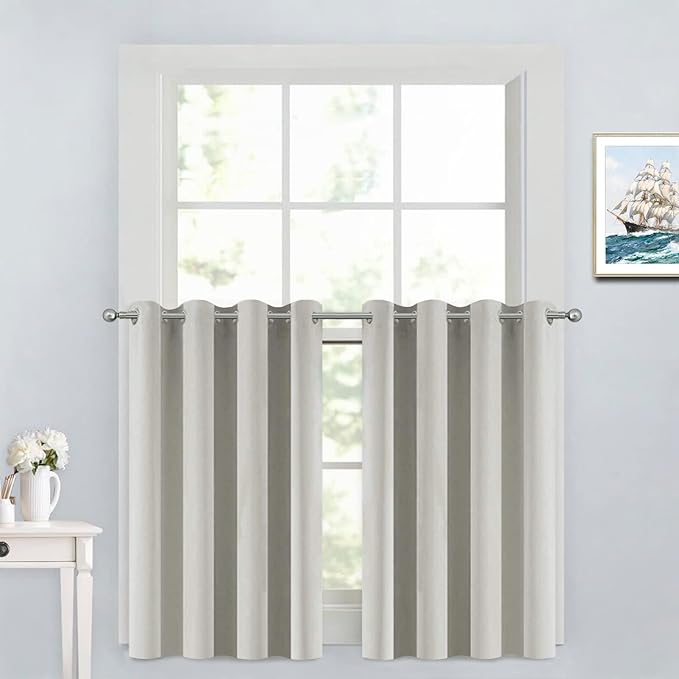 Yakamok 36 Inch Room Darkening Curtains, Light Beige, 2 Panels by Yakamok
