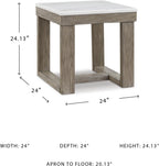 Signature Design by Ashley Square Marble End Table, 24 in, Grayish Brown