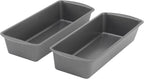 GoodCook Set of 2 Extra Large 13" x 5" Nonstick Steel Bread Loaf Pans, Gray - Set of Two Loaf Pans, Even Heat Distribution, Scratch-Resistant Nonstick Coating, Durable Construction, Easy to Clean