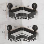 Corner Shower Caddy Suction Cup, Black Shower Organizer With Hooks