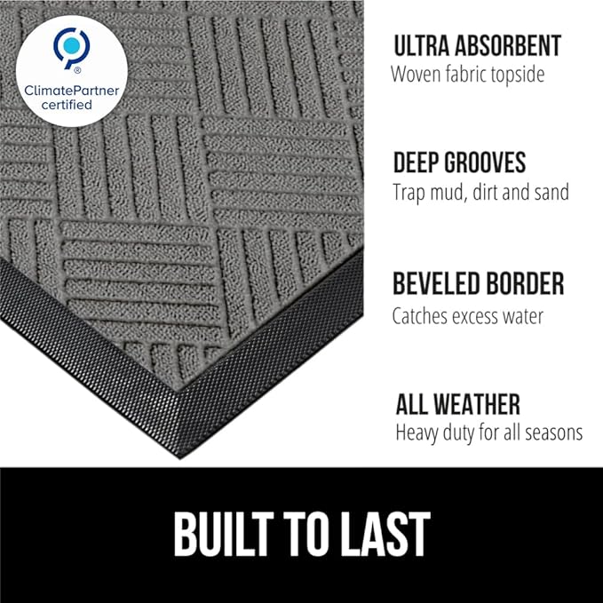 GORILLA GRIP 100% Waterproof All-Season WeatherMAX Doormat US Designed Natural - Image 2