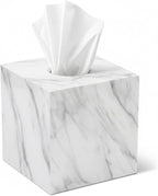 Tissue Box Cover Holder Square Marble Tissue Box Holder Bathroom Vanity Nightstand Bedroom Livingroom Decorative Decor Toilet Organizer Tissues (Marble, Square)