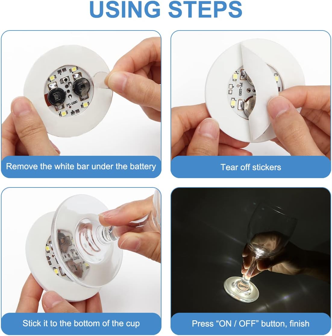 12P LED Coasters for Drinks, Led Bar Coaster for Bottle Liquor Sticker