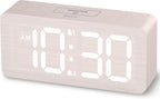 uscce Wooden Digital Alarm Clocks for Bedrooms with 0-100% Dimmable Display