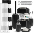 Clara Clark Bathroom Set - Black Bathroom Accessories Set, 20PC Bathroom Accessory Set, Shower Curtain Set, Soap Dispenser, Toilet Brush, & Trash Can
