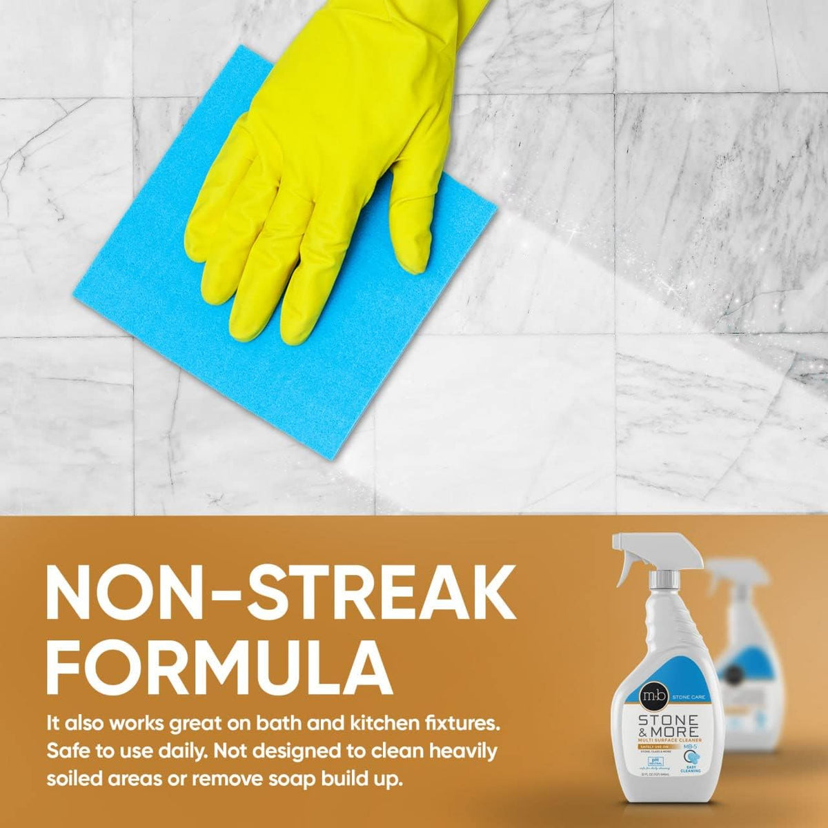 MB-5 Stone & More, All Purpose Cleaning Spray Kitchen Counter Cleaner Spray for Marble and Granite– No Streak Formula for Stone, Glass, Granite, Ceramic, Corian, Porcelain (32 oz)