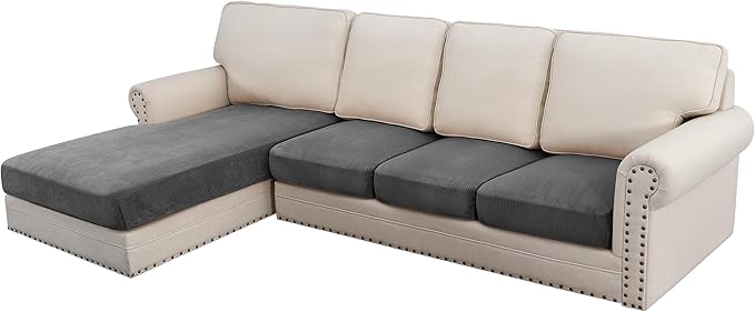 H.VERSAILTEX Velvet Stretch Sectional Couch Covers 4 Pieces Sofa Seat Cushion by HVERSAILTEX