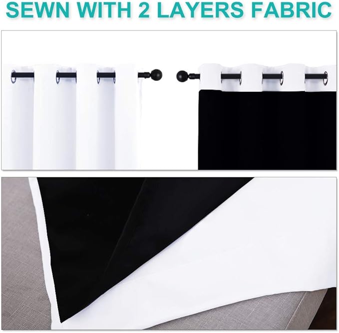 NICETOWN White Blackout Curtains 70 inches Long, 2 Pieces, Full Light Blocking - Image 5
