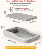QPAU Inflatable Toddler Travel Bed with 3-Sided, Extra Large, Gray