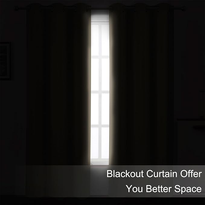 LEMOMO Khaki Thermal Blackout Curtains/52 x 72 Inch/Set of 2 Panels Room - Image 3
