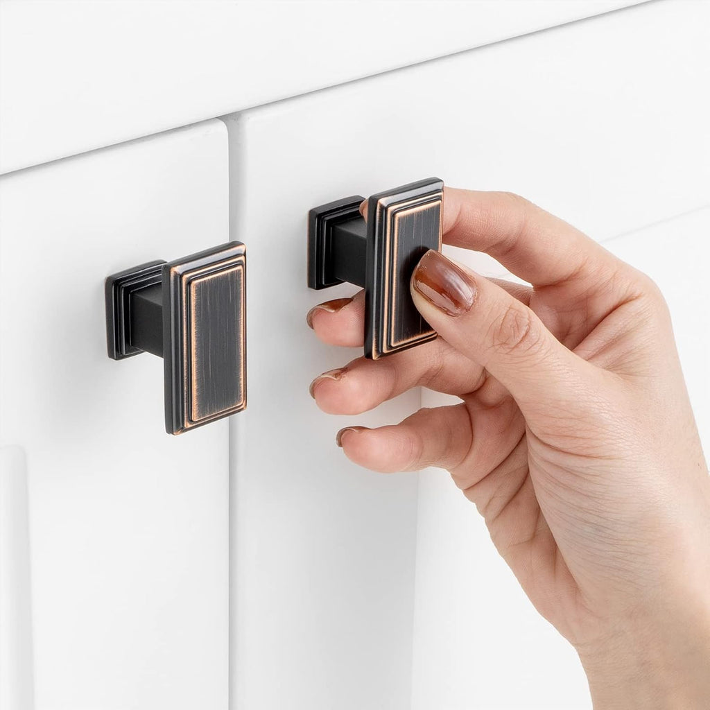 Rectangular Oil Rubbed Bronze Cabinet Knobs 1-1/2 Inch 10 Pack K2206