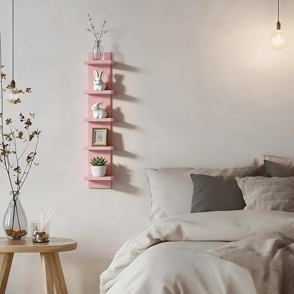 Homaterial 5 Tier Floating Wall Shelf, Pink