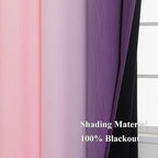 Pink and Purple Curtains 54 Inch Length 2 panels, Full Light Blocking Ombre - Image 5
