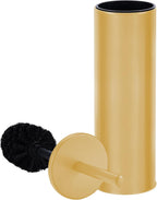 Deep & Sturdy Toilet Bowl Brush with Holder - Durable Scrubbing - Toilet Cleaners - Household Essentials - Bathroom Cleaner - Cleaning Supplies - Household Supplies, Matte Gold
