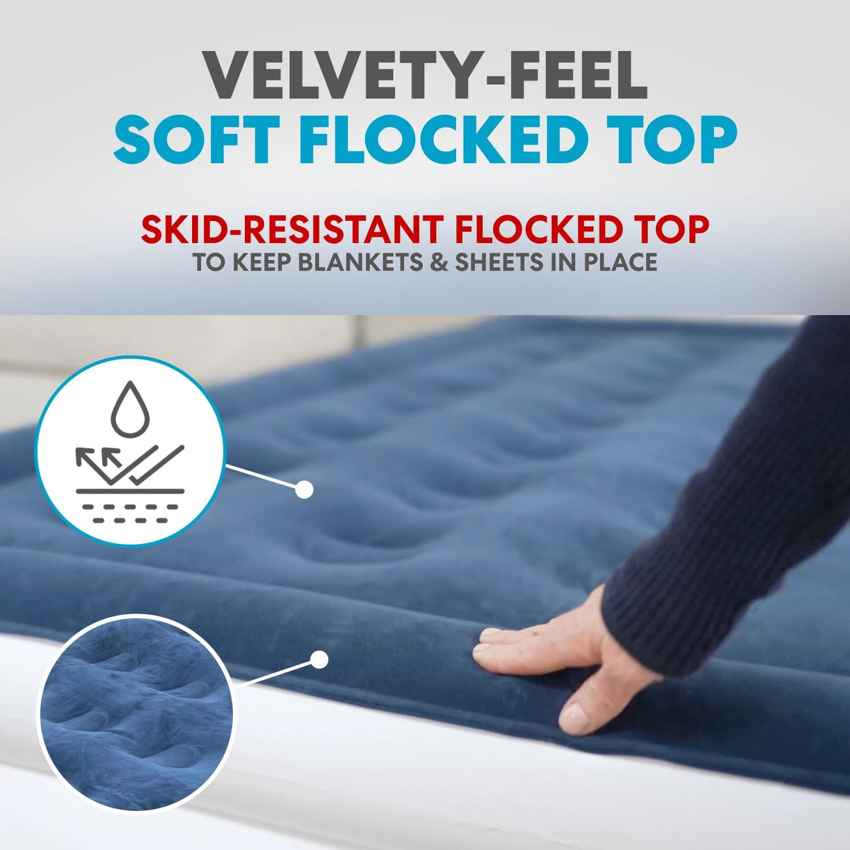 Simpli-Magic Premium Collection Luxury Air Mattress, Built-in High Capacity Pump for Home and Camping- Double Height, Adjustable, Inflatable Blow Up, Portable - Full Size