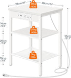 HOOBRO Side Table with Charging Station, Small End Table for Small Space