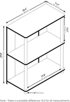 Furinno Jaya Simple Design 3-Tier Bookcase/Bookshelf/Display Rack with Stainless Steel Tubes, Americano