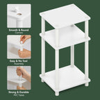 Furinno JUST Toolless 3-Tier Night Stand, Open Storage, White