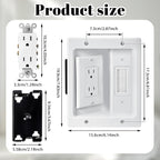 Recessed TV Outlet Box, Dual Outlet Power Cable Management Outlets in Wall Media Box, Low Voltage Wires Hider Kit Electrical Accessories for Saving Home Theater & Office Space