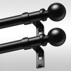 2 Pack Curtain Rods 36-88 Inch, Black 1 Inch Adjustable Heavy Duty Curtain Rods for Windows, Decorative Modern Window Treatment Rod, Splicing Metal Drapery Pole, Easy Installation