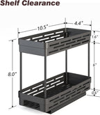 Pull Out Spice Rack Organizer for Cabinet, 3 Packs Slide Out Spice Racks Organizer, Spice Cabinet Organizers, Cabinet Size Need:12'' Highx11'' Deepx5'' Wide,Each Tier Hold 10 Spice Jar - 2 Tier, Black