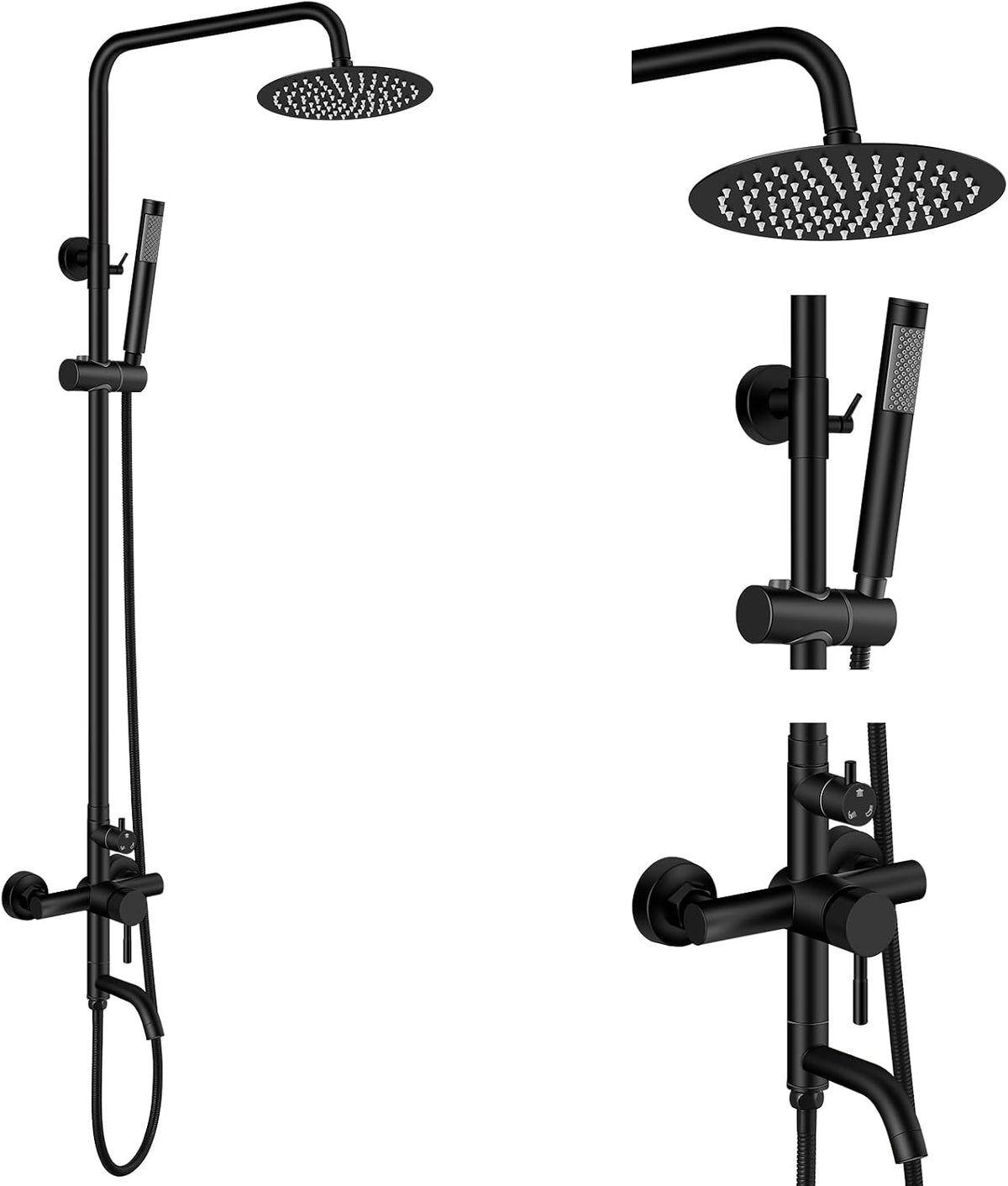 Aolemi Outdoor Shower SUS304 Outside Kit Handheld Tub Spout Matte Black