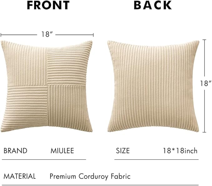 MIULEE Cream Decorative Throw Pillow Covers 18x18 Inch - Image 6