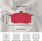 FE Casserole Dish with Lid, 2 Quart Ceramic Baking Dish, Christmas Red