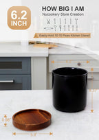 Ceramic Rotating Kitchen Utensil Holder for Countertop, 7.2'' Black