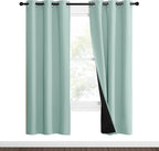 NICETOWN Aqua Blue 100% Blackout Curtain Set, Thermal Insulated & Energy - Image 2