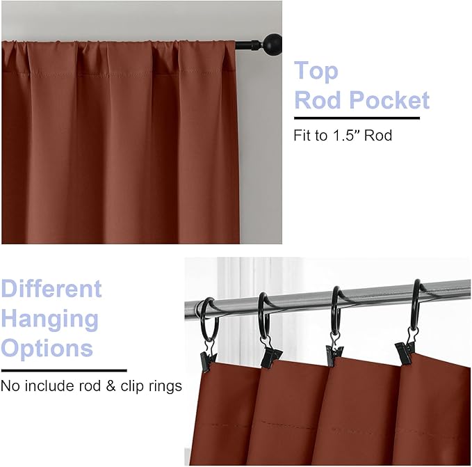Simplebrand Ava Terracotta Blackout Curtains - Image 3