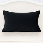 Alerfa Black Throw Pillow Cover 12x20 Inch, Rectangle Cut Velvet Maple Leaf Embroidery Luxury Farmhosue Lumbar Decorative Pillow Cover for Couch Living Room Bedroom