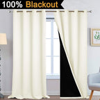 Yakamok 100% Blackout Window Curtain Panels, Heat and Full Light Blocking Drapes - Image 2