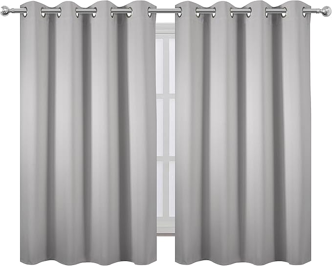 LEMOMO Blackout Curtains 52 x 45 inch/Light Grey Curtains Set of 2 - Image 2