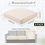 Newwiee 8Pcs Patio Cushion Covers Stretch Outdoor Cushion Cover Replacement - Image 2