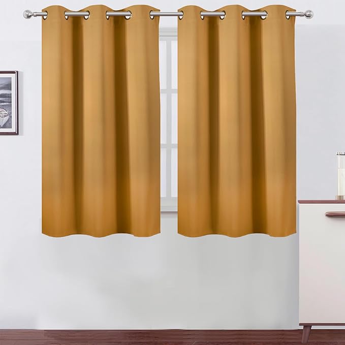 LEMOMO Mustard Yellow Blackout Curtains/38 x 54 Inch/Set of Two Panels Grommet by Lemomo