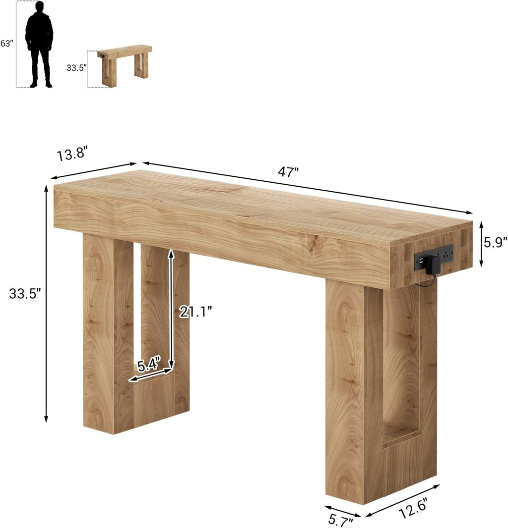 Unikito 47" Entryway Table with Sensor Light & AC Outlets with USB-C Ports